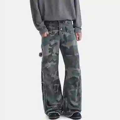 STRANGER LAB Curved Blade Camo Workwear Jeans