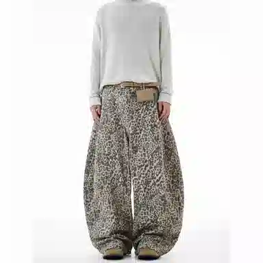 STRANGER LAB Leopard Cargo Jeans