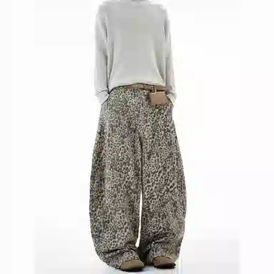 STRANGER LAB Leopard Cargo Jeans