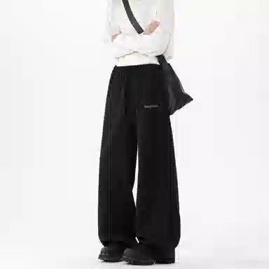 【高级纯色慵懒风垂感】布客行 美式高街复古港式韩系舒适宽松运动百搭抽绳青少年早秋开学穿搭雅痞阔腿亲肤长裤子休闲裤 男女同款