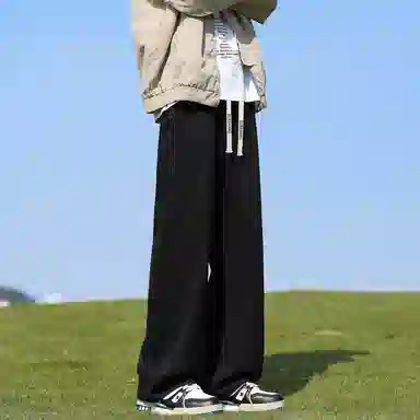 【美式弯刀直筒】布客行 纯色双侧不对称接设计基础款港风潮牌高街宽松大码舒适显高修饰腿型小众百搭通勤长裤子牛仔裤 男女同款