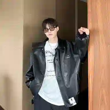 【美式复古痞帅硬汉机车工装皮外套】布客行 摩登赛博朋克酷飒不羁狂野硬朗摇滚叛逆高级感慵懒休闲宽松适通勤个性百搭夹克 男女同款