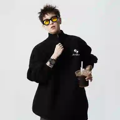 布客行 立领慵懒美式高街纯色打底保暖落肩长袖宽松休闲百搭针织衫 男女同款