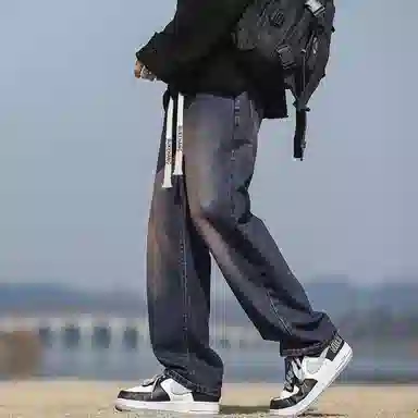 【显高显瘦弯刀裤】布客行 美式高街复古水洗渐变基础款简约宽松舒适柔软薄款百搭休闲垂感直筒牛仔裤 男女同款
