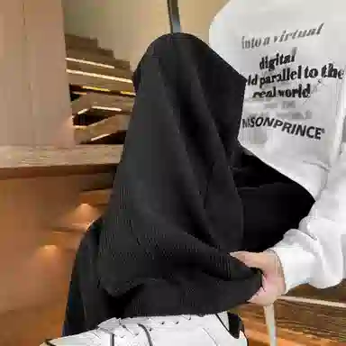 【230斤可穿灯芯绒保暖】布客行 美式复古港风简约纯色基础款宽松直筒美拉德弯刀系带松紧腰显瘦高街垂感百搭长裤阔腿休闲裤 男女同款