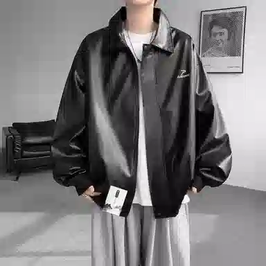布客行 【美式高街酷飒宽松百搭机车拉链皮衣外套】赛博朋克防风防水痞帅不羁狂野硬朗摇滚叛逆简约重磅舒适通勤个性夹克 男女同款