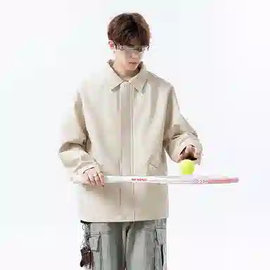 【复古美式扎染PU皮衣】布客行 机能风飞行员教练服美拉德港风高街休闲轻奢老钱风痞帅翻领落肩袖韩版百搭防风防泼水工装夹克 男女同款