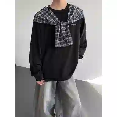 布客行 美式高街复古港风回潮轻奢老钱风可拆卸胸针领落肩袖潮牌长袖休闲舒适百搭学院风亲肤卫衣 男女同款