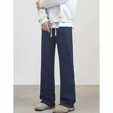 【微喇斜切显高显瘦】布客行 高街复古纯色拼接百搭阔腿卫裤长裤子港风大码小众通勤学院风亲肤舒适时尚休闲裤 男女同款