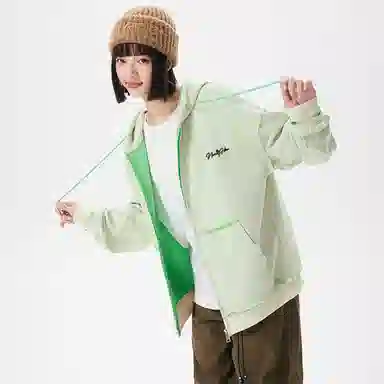 【反穿多巴胺】布客行 彩色条纹木耳边拆卸别针美式复古高街港风回潮设计连帽落肩口袋系带开衫宽松舒适百搭华棉长袖外套 卫衣 男女同款