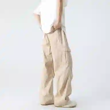【纯棉小个子显高显瘦】布客行 扎染多口袋工装纯色户外休闲长裤子学院宽松大码直筒阔腿美式复古高街百搭弹力柔软显腿长牛仔裤 男女同款