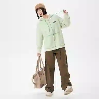 【反穿多巴胺】布客行 彩色条纹木耳边拆卸别针美式复古高街港风回潮设计连帽落肩口袋系带开衫宽松舒适百搭华棉长袖外套 卫衣 男女同款