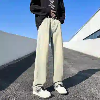 【显高显瘦直筒】布客行 美式复古基础款渐变色水洗做旧设计感长裤子港风大码高街潮牌亲肤舒适痞帅通勤学院风牛仔裤 男女同款