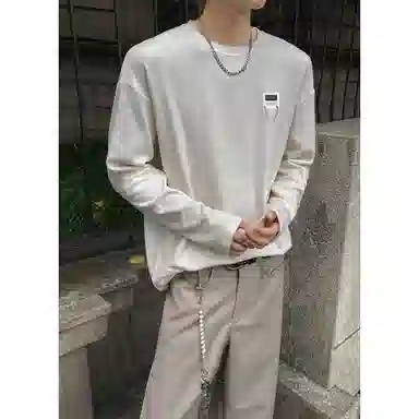 【可外穿打底保暖仿绵羊绒】布客行 美式复古高街轻奢老钱重磅慵懒垂感落肩港风宽松休闲舒适纯色基础百搭可内搭可拆卸胸针卫衣 男女同款