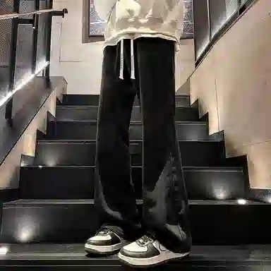 【经典直筒黑牛】布客行 显高显瘦显腿长美式复古修身水洗抽绳弹力松紧腰基础款高街舒适亲肤透气休闲百搭纯色长裤牛仔裤 男女同款