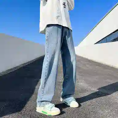 【显高显瘦直筒】布客行 美式复古基础款渐变色水洗做旧设计感长裤子港风大码高街潮牌亲肤舒适痞帅通勤学院风牛仔裤 男女同款