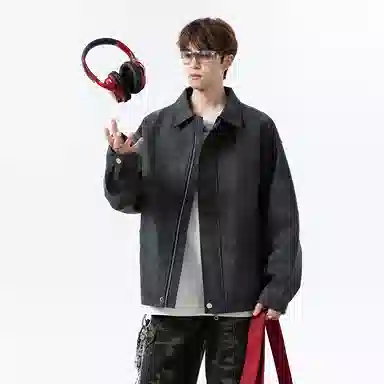 【复古美式扎染PU皮衣】布客行 机能风飞行员教练服美拉德港风高街休闲轻奢老钱风痞帅翻领落肩袖韩版百搭防风防泼水工装夹克 男女同款