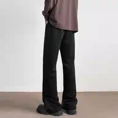 【直筒微喇可变换】布客行 华棉重磅拉链开叉卫裤显高显瘦美式复古高街纯色长裤子宽松大码百搭柔软抽绳松紧腰秋季休闲裤 男女同款