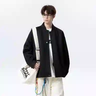 【纯色棒球领开衫牛仔裤一套】布客行 美式长袖开襟外套法式慵懒风百搭舒适学院风抽绳水洗复古做旧简约高街休闲卫衣套装 男女同款