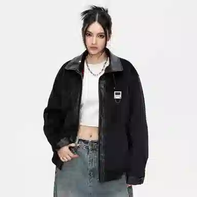 【派克服双面穿】布客行 狼纹绒感座山雕蟒纹拼皮仿水貂兔绒哈灵顿轻奢老钱高级硬挺重工美式复古高街机能美拉德防寒保暖棉服 男女同款