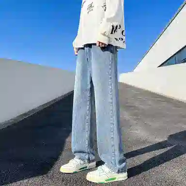 【显高显瘦直筒】布客行 美式复古基础款渐变色水洗做旧设计感长裤子港风大码高街潮牌亲肤舒适痞帅通勤学院风牛仔裤 男女同款