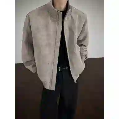 【雾面扎染设计夹克外套牛仔裤一套】布客行 防风保暖美式立领长袖宽松高街痞帅抽绳松紧水洗做旧显瘦阔腿通勤长裤休闲运动套装 男女同款