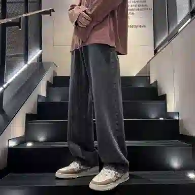 【小个子显高显瘦】布客行 美式复古基础款直筒长裤子水洗做旧小众百搭款港风高街通勤款学院风牛仔裤 男女同款