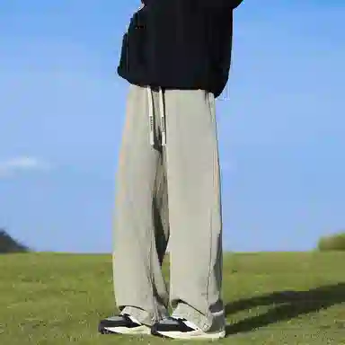 【美式弯刀直筒】布客行 纯色双侧不对称接设计基础款港风潮牌高街宽松大码舒适显高修饰腿型小众百搭通勤长裤子牛仔裤 男女同款