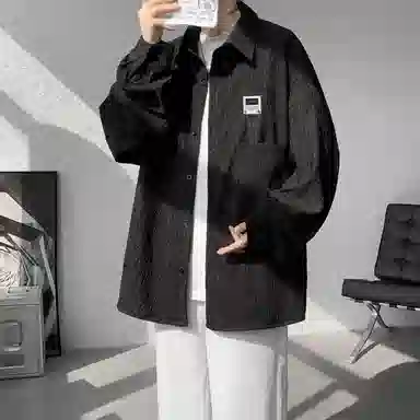 【cleanfit肌理感衬衣】布客行 可拆卸胸针落肩袖口袋春秋潮牌慵懒风高品质上衣纯色外套休闲痞帅少年感时尚百搭大码长袖衬衫 男女同款