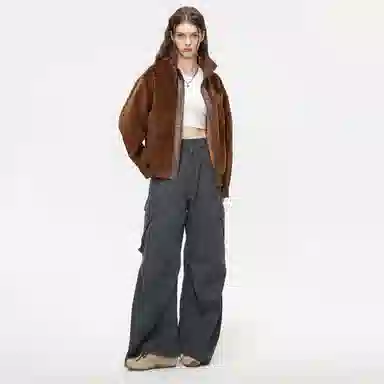 布客行 蟒纹拼皮仿兔绒哈灵顿轻奢老钱风高级感潮服硬挺重磅美式复古高街工装雅痞机车机能风美拉德防寒秋冬保暖皮衣夹克 男女同款