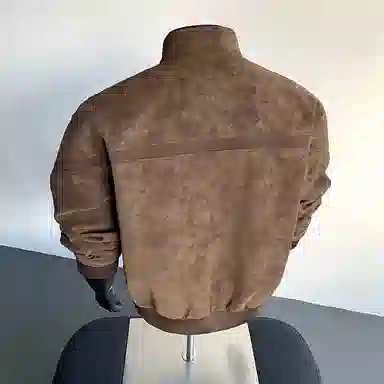 【绒感雾花皮外套裤子一套】布客行 美拉德立领拼接结构美式复古高街夹克直筒水洗做旧微喇基础款松紧腰抽绳牛仔裤休闲运动套装 男女同款