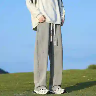 【美式弯刀拼接直筒】布客行 基础款复古显高显瘦水洗通勤通用长裤子不规则线条宽松阔腿港风做旧高街牛仔裤 男女同款