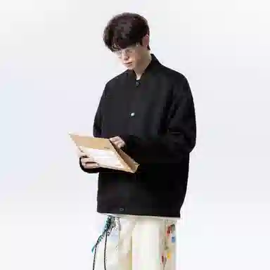 【纯色棒球领开衫牛仔裤一套】布客行 美式长袖开襟外套法式慵懒风百搭舒适学院风抽绳水洗复古做旧简约高街休闲卫衣套装 男女同款