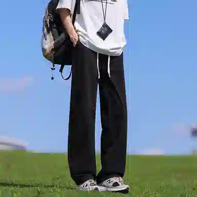 【腊肠小狗刺绣打底衫牛仔裤一套】布客行 美式潮牌圆领长袖条纹百搭港风卫衣抽绳水洗复古做旧阔腿通勤长裤休闲运动套装 男女同款