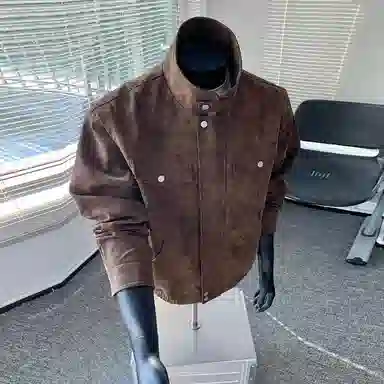 【绒感雾花皮外套裤子一套】布客行 机车风高街扎染色美式复古上衣夹克直筒水洗做旧微喇基础款松紧腰抽绳牛仔裤休闲运动套装 男女同款