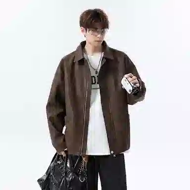 【复古美式扎染PU皮衣】布客行 机能风飞行员教练服美拉德港风高街休闲轻奢老钱风痞帅翻领落肩袖韩版百搭防风防泼水工装夹克 男女同款