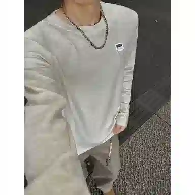 【可外穿打底保暖仿绵羊绒】布客行 美式复古高街轻奢老钱重磅慵懒垂感落肩港风宽松休闲舒适纯色基础百搭可内搭可拆卸胸针卫衣 男女同款