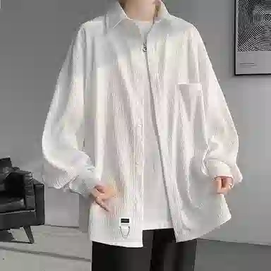 【cleanfit肌理感衬衣】布客行 可拆卸胸针落肩袖口袋春秋潮牌慵懒风高品质上衣纯色外套休闲痞帅少年感时尚百搭大码长袖衬衫 男女同款
