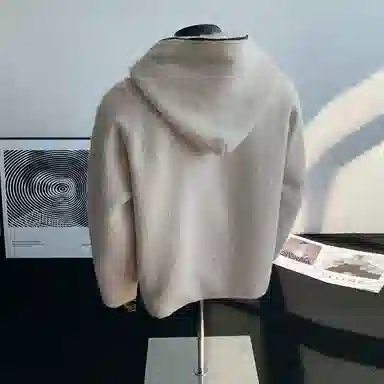 【粗纺仿羊绒外套裤子一套】布客行 连帽高街绒感保暖美式复古上衣夹克直筒水洗做旧微喇基础款松紧腰抽绳牛仔裤休闲运动套装 男女同款