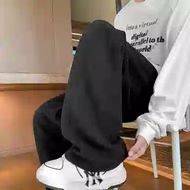 【230斤可穿灯芯绒保暖】布客行 美式复古港风简约纯色基础款宽松直筒美拉德弯刀系带松紧腰显瘦高街垂感百搭长裤阔腿休闲裤 男女同款