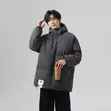 布客行 【秋冬季美式潮流高街拉链门襟纯色连帽】日常出行通勤休闲舒适简约百搭防风防寒保暖户外山系亲肤面包服棉服 男女同款