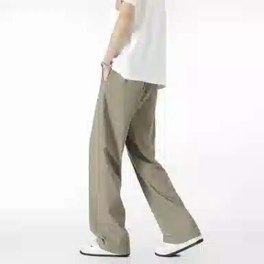 【四季可穿显高显瘦】布客行 美式复古高街纯色抽绳系带松紧腰长裤子港风宽松大码直筒阔腿百搭柔软显腿长学院风秋季休闲裤 男女同款