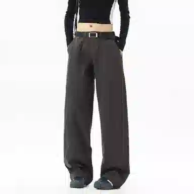 【美式高街垂感弯刀工装】布客行 小褶皱拼接不规则条纹复古港风松弛慵懒感高级潮流简约百搭直筒显高长裤子舒适纯棉宽松休闲裤 男女同款