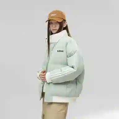 布客行 美式条纹防污防泼水撞色明线拼接假两件设计感复古高街防风防寒加厚保暖立领插肩休闲运动百搭棉服 男女同款