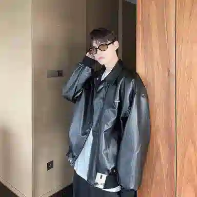 【美式复古痞帅硬汉机车工装皮外套】布客行 摩登赛博朋克酷飒不羁狂野硬朗摇滚叛逆高级感慵懒休闲宽松适通勤个性百搭夹克 男女同款