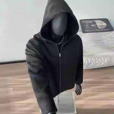 【粗纺仿羊绒外套裤子一套】布客行 连帽高街绒感保暖美式复古上衣夹克直筒水洗做旧微喇基础款松紧腰抽绳牛仔裤休闲运动套装 男女同款