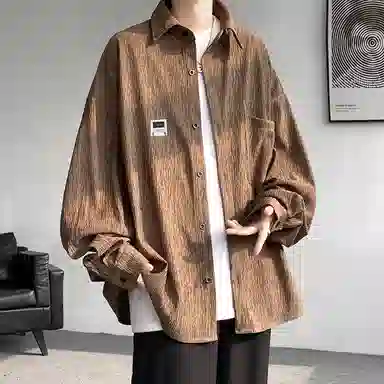 【cleanfit肌理感衬衣】布客行 可拆卸胸针落肩袖口袋春秋潮牌慵懒风高品质上衣纯色外套休闲痞帅少年感时尚百搭大码长袖衬衫 男女同款