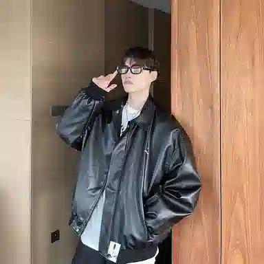 【美式复古痞帅硬汉机车工装皮外套】布客行 摩登赛博朋克酷飒不羁狂野硬朗摇滚叛逆高级感慵懒休闲宽松适通勤个性百搭夹克 男女同款