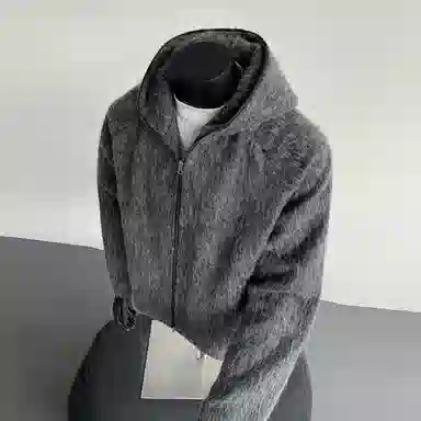 【粗纺仿羊绒外套裤子一套】布客行 连帽高街绒感保暖美式复古上衣夹克直筒水洗做旧微喇基础款松紧腰抽绳牛仔裤休闲运动套装 男女同款