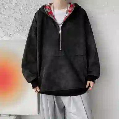 【重磅扎染脏脏衣裤子一套】布客行 美式潮牌连帽拼色拉链半开领大码长袖外套抽阔腿渐变色百搭牛仔长裤卫衣套装 男女同款